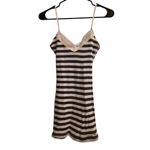 Abercrombie & Fitch Y2K Striped Cami Lace Eyelet Trim Size S